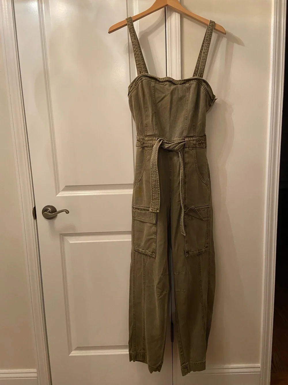 Free People size S onesie jumpsuit overalls utility grunge cargo green boho